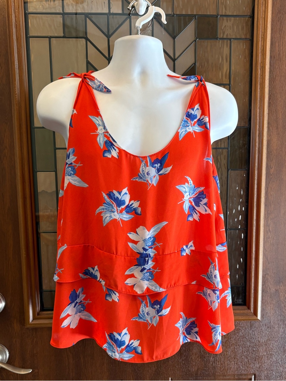 Ava & Viv Red Floral Tie-Shoulder Camisole